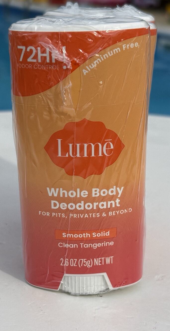 (3) Lume Whole Body Deodorant Smooth Solid Clean Tangerine 2.6 oz SHIPS FAST